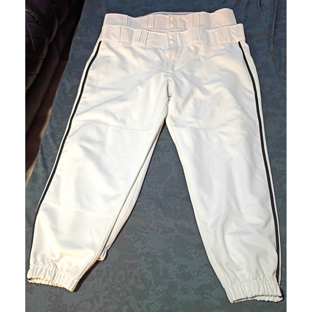 2 Easton Men's White Baseball/Softball Knickers Black Piping Elastic Cuffs XL